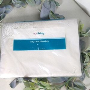 Vintage Round Vinyl Lace Tablecloth NWOT